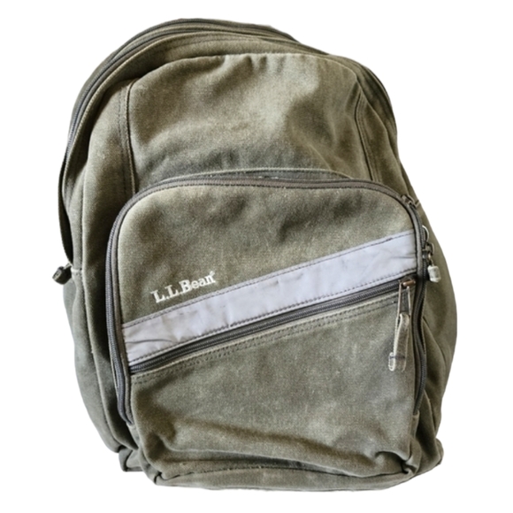 L.L. Bean Bags Ll Bean Canvas Deluxe Backpack Olive Green Heavy
